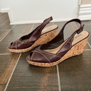 Reba Leather Cork Wedge Heels